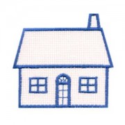 Emblemas Living Criança Casa com Janelas Azul