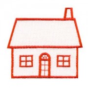 Emblemas Living Criança Casa com Janelas Vermelha