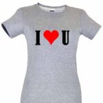 Dia dos Namorados I Love You T-Shirt Cinza Senhora