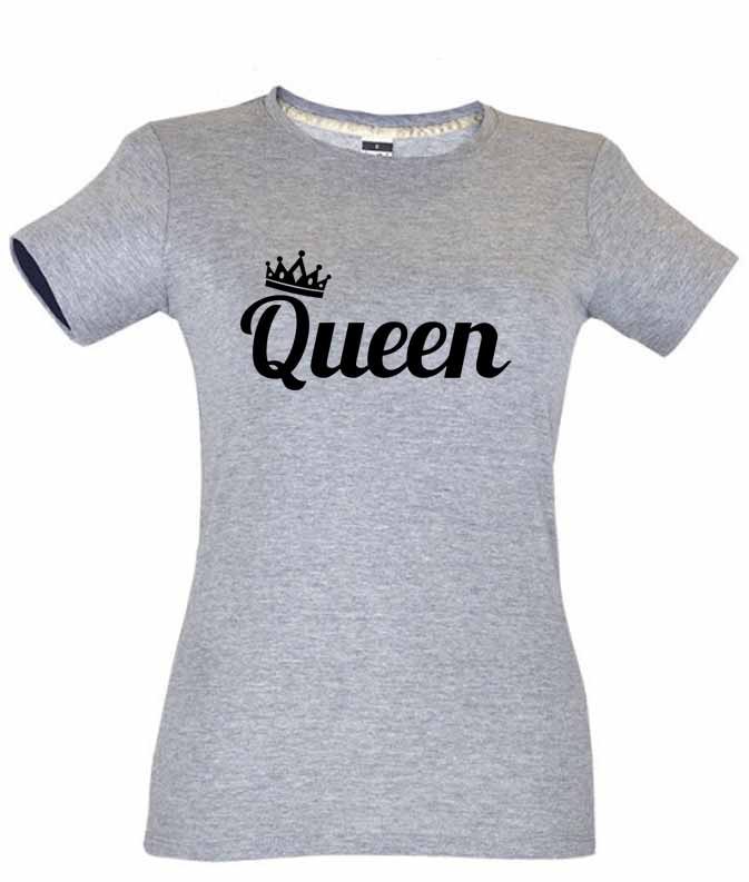 Dia dos Namorados Queen T-Shirt Cinza Senhora