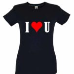 Dia dos Namorados I Love You T-Shirt Preta Senhora