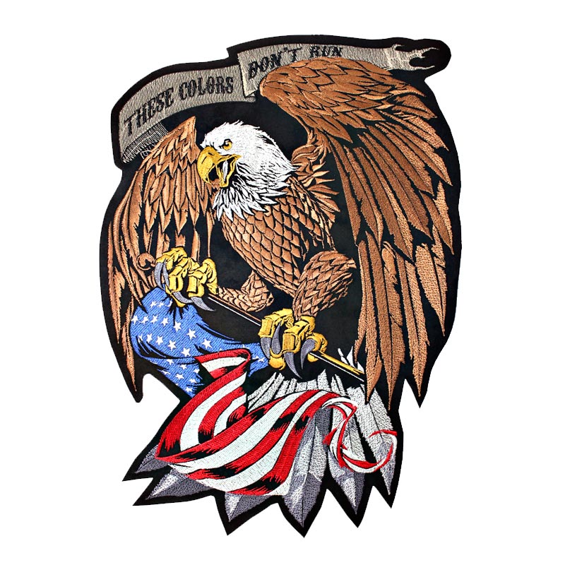 Emblema Águia com Bandeira EUA, grande. THESE COLORS DON’T RUN.