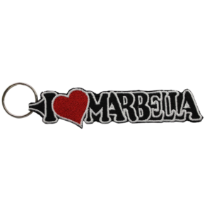 Lhavero Bordado – I Love Marbella – Corazón Rojo – (Negro) (España)